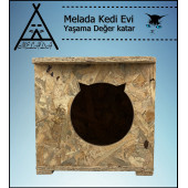 Melada Kedi Evi Dış Ortam Uygun Ahşap Kedi Evi OSB 45x35x34 cm - 2