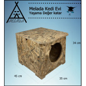 Melada Kedi Evi Dış Ortam Uygun Ahşap Kedi Evi OSB 45x35x34 cm - 3