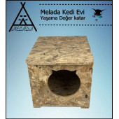 Melada Kedi Evi Dış Ortam Uygun Ahşap Kedi Evi OSB 45x35x34 cm - 4