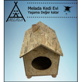 Melada Kedi Evi Dış Ortam Uygun Ahşap Kedi Evi OSB 43x40x37 cm - 3