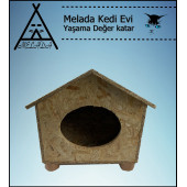 Melada Kedi Evi Dış Ortam Uygun Ahşap Kedi Evi OSB 43x40x37 cm - 5
