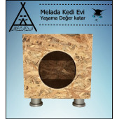 Melada Kedi Evi Dış Ortam Uygun Ahşap Kedi Evi OSB Plastik Ayak 40x40x30 cm - 2
