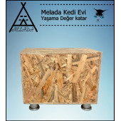 Melada Kedi Evi Dış Ortam Uygun Ahşap Kedi Evi OSB Plastik Ayak 40x40x30 cm - 4
