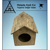 Melada Kedi Evi Dış Ortam Uygun Ahşap Kedi Evi OSB 40x35x30 cm - 2
