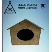 Melada Kedi Evi Dış Ortam Uygun Ahşap Kedi Evi OSB 40x35x30 cm - 3