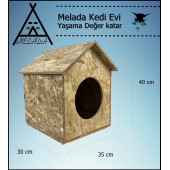 Melada Kedi Evi Dış Ortam Uygun Ahşap Kedi Evi OSB 40x35x30 cm - 4