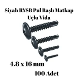 Rysb 4,8x16 mm 100 Adet Siyah Pul Başlı Matkap Uçlu Vida Otomatik Vida - 2