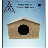 Melada Kedi Evi Dış Ortam Uygun Ahşap Kedi Evi OSB 50x50x35 cm - 1