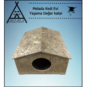 Melada Kedi Evi Dış Ortam Uygun Ahşap Kedi Evi OSB 50x50x35 cm - 2