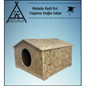 Melada Kedi Evi Dış Ortam Uygun Ahşap Kedi Evi OSB 50x50x35 cm - 4