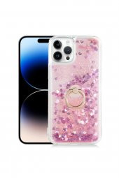 Apple iPhone 7 Kılıf Simli Pullu Sulu Yüzüklü Standlı Silikon Milce Kapak Lüks Tpu - 1