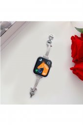 Apple Watch 42mm Uyumlu Kayış Swarovski Taşlı Metal Kordon - 1