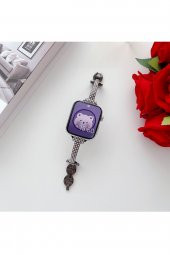 Apple Watch 45mm Uyumlu Kayış Swarovski Taşlı Metal Kordon - 1