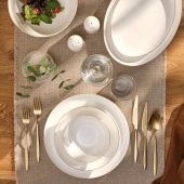Emsan Galia Fine Bone 59 Parça 12 Kişilik Yemek Takımı Yuvarlak Gold 600.15.01.2580 - 1