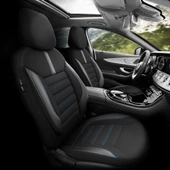 Otom Limited Design Ekstra Destekli Oto Koltuk Kılıfı  Siyah-Mavi - 2