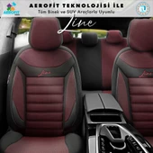 Otom Line Design Ekstra Destekli Oto Koltuk Kılıfı Siyah-Bordo - 3