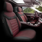Otom Line Design Ekstra Destekli Oto Koltuk Kılıfı Siyah-Bordo - 2