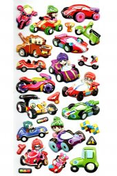 Sticker Kabartmalı Stiker Defter, Planlayıcı Etiket (limlra-037) - 17X9 cm - Yarış Arabaları - 1