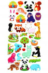 Sticker Kabartmalı Stiker Defter, Planlayıcı Etiket (lim88-035) - 17X9 cm - Sevimli Hayvanlar - 1