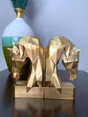 KİTAP TUTUCU KÜBİK AT FİGÜRLÜ 2 Lİ GOLD  RENKLİ - 1