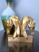 KİTAP TUTUCU KÜBİK AT FİGÜRLÜ 2 Lİ GOLD  RENKLİ - 3