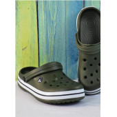 Crocs Yeşil Unisex Crocband Kenarı Beyaz Çizgili Terlik 11016 - 2