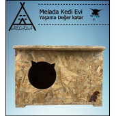 Melada Kedi Evi Dış Ortam Uygun Ahşap Kedi Evi OSB 50x35x30 cm - 2