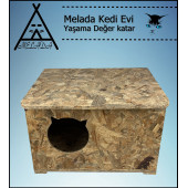 Melada Kedi Evi Dış Ortam Uygun Ahşap Kedi Evi OSB 50x35x30 cm - 3