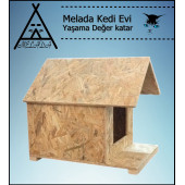Melada Kedi Evi Dış Ortam Uygun Ahşap Kedi Evi OSB 45x40x40 cm - 2