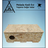 Melada Kedi Evi Dış Ortam Uygun Ahşap Kedi Evi OSB 100x50x40 cm - 1