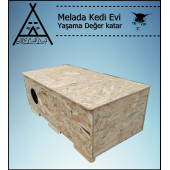 Melada Kedi Evi Dış Ortam Uygun Ahşap Kedi Evi OSB 100x50x40 cm - 3