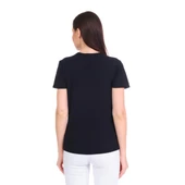 Siyah Bisiklet Yaka Organik Pamuklu Tişört - 2