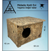 Melada Kedi Evi Dış Ortam Uygun Ahşap Kedi Evi OSB 60x45x40 cm - 4