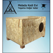 Melada Kedi Evi Dış Ortam Uygun Ahşap Kedi Evi OSB 60x40x30 cm - 2