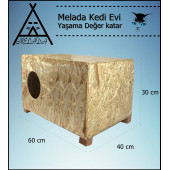 Melada Kedi Evi Dış Ortam Uygun Ahşap Kedi Evi OSB 60x40x30 cm - 4
