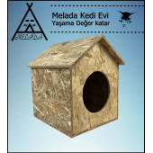 Melada Kedi Evi Dış Ortam Uygun Ahşap Kedi Evi OSB 39x32x30 cm - 2
