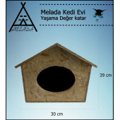 Melada Kedi Evi Dış Ortam Uygun Ahşap Kedi Evi OSB 39x32x30 cm - 3