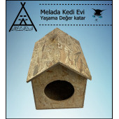Melada Kedi Evi Dış Ortam Uygun Ahşap Kedi Evi OSB 39x32x30 cm - 4