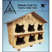 Melada Kedi Evi Dış Ortam Uygun Ahşap Kedi Evi OSB 100X95X50 cm - 2