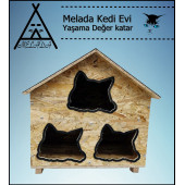 Melada Kedi Evi Dış Ortam Uygun Ahşap Kedi Evi OSB 58x58x40 cm - 3