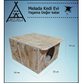 Melada Kedi Evi Dış Ortam Uygun Ahşap Kedi Evi OSB 35x33x23 cm - 2