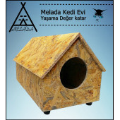 Melada Kedi Evi Dış Ortam Uygun Ahşap Kedi Evi OSB 55x40x40 cm - 3