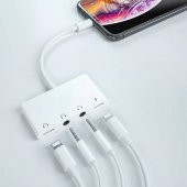 Polham Apple Lightning İphone ve İpad İçin 4in1 2x Lightning ve 2x 3.5MM Kulaklık Çoğaltıcı Adaptör - 3