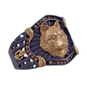 Gold Aslan Başı Figürlü Erkek Gümüş Yüzük 13.2 gr - 2