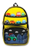 Cennec Şeffaf Bölmeli Sarı Siyah Traktör Erkek Çocuk İlkokul Sırt Çantası thumbnail 2