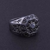 Siyah Zirkon Taşlı Erkek Gümüş Yüzük 14.8 gr - 3