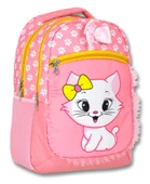 Cennec Pembe Sarı Sevimli Kedi Üç Gözlü İlkokul Okul Sırt Çantası - Kız Çocuk thumbnail 1