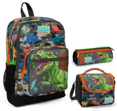 Coral High Gri Yeşil Dinazor Üçlü İlkokul Okul Çanta Seti thumbnail 1