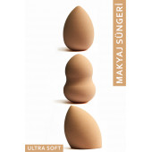 Hill Beauty Ultra Soft Makyaj Süngeri Bej 3'lü Set - 1