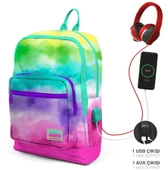 Coral High Renkli Boyama USB Soketli Üçlü İlkokul Çanta Seti - Kız Çocuk - 3